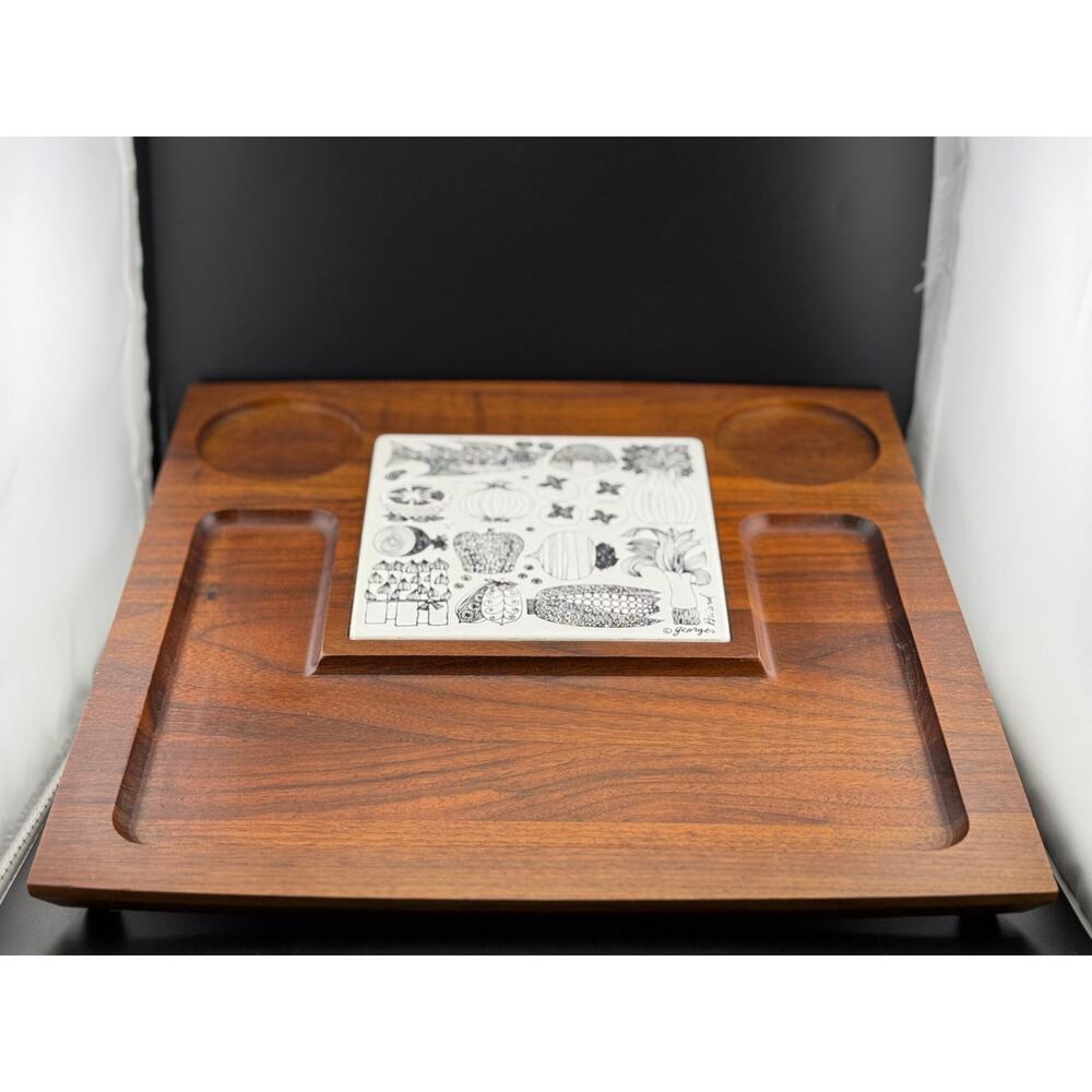 Mid Century Teak Cheese Tray by Georges Briard